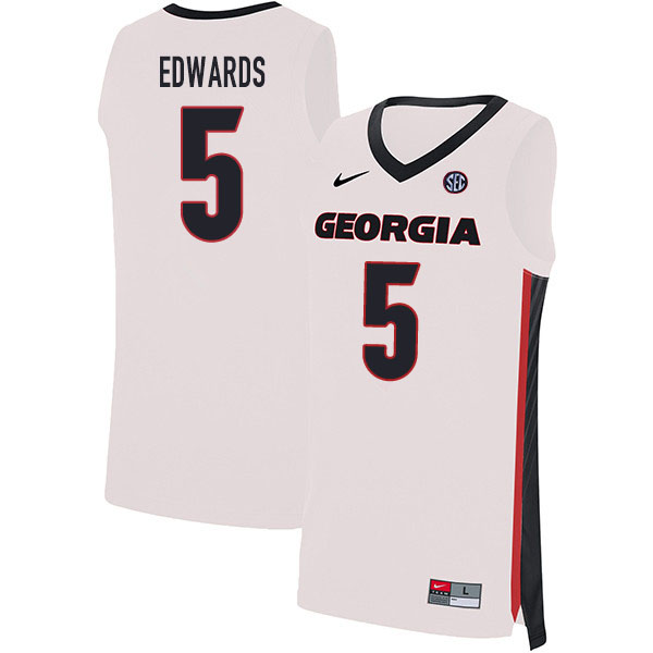 2020 Men #5 Anthony Edwards Georgia Bulldogs College Basketball Jerseys Sale-White - Click Image to Close